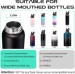 Straw Lid for Wide Mouth Water Bottle, BPA Free Straw Lid with Flexible Handle and 2 Straws, 1 Cleaning Brush, Replacement Sports Straw Cap for Wide Mouth Top 32 40 oz - Image 5