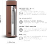 London Sip 16.9 oz Multi-Purpose Tea Infuser Mug – Fruit Infuser Water Bottle for Hot and Cold – Double Wall Stainless Steel Insulated, Mocha Brown - Image 3