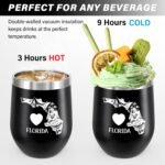 Florida-Themed 12oz Wine Tumbler with Lid, Insulated Vacuum Stainless Steel Coffee Mug, State Pride Travel Cup, Unique Gift Idea for Men, Boyfriend, Husband or Partner (Black) - Image 4