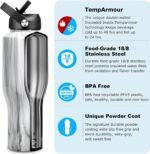 HYDROWION 40 oz Insulated Water Bottle with Straw fit in Car Cup Holder(Cold 48 hrs, Hot 24 hrs) Drinking Bottle with Straw Lid, Spout Lid and Flex Cap Leakproof Travel Thermo Mug，Marbling - Image 3