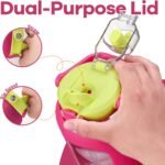 72oz Glass Water Bolttles, 3-in-1 Straw and Sip Spout Handle Lid, Half Gallon Water Bottle with Time Marker and Silicone Sleeve, BPA-Free Sports Water Bottle for Gym, School, Bright Pink - Image 4