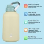 BJPKPK 1 Gallon Water Bottle Insulated, Dishwasher Safe 128oz Large Water Jug with Metal Handle & BPA Free Spout Lid, Stainless Steel Metal Jug for Gym, Sports & Hiking, Chartreuse - Image 3