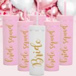 Bride & Bride Squad 16oz Skinny Tumblers.Bachelorette Party Cups.Engagement Wedding Gifts.Bridesmaid Proposal Gifts.Bridal Shower Gifts.Bridal Bachelorette Party Tumblers Cups. - Image 4