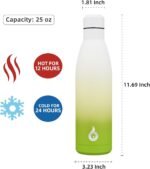 BJPKPK 25oz Insulated Stainless Steel Water Bottles Reusable Metal Travel Sports Water Bottle Keep Cold and Hot,Elegant Green - Image 3