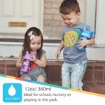 Nuby Kid’s Flip-it Reflex Push Button On-The-Go Printed Water Bottle with Soft Spout - 12oz / 360ml, 18+ Months, 1pk - you will receive one of the following colors, Aqua, Blue, Pink or Purple - Image 3