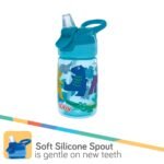 Nuby Kid’s Flip-it Reflex Push Button On-The-Go Printed Water Bottle with Soft Spout - 12oz / 360ml, 18+ Months, 1pk - you will receive one of the following colors, Aqua, Blue, Pink or Purple - Image 4