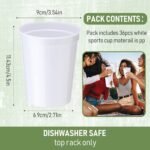 Yungyan 36 Pack 16oz Stadium Cups Reusable Plastic Cups Blank Drink Tumblers for Parties, Events, DIY Projects, 4.5 x 3.54 x 2.72 Inch (White) - Image 3