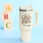 Qtencas Speech Therapy Gifts, Speech Language Pathologist Gift, SLP Gifts 40 Oz Stainless Steel Travel Tumbler, Therapist Appreciation Present for Women, Christmas Birthday Present for SLP - Image 5
