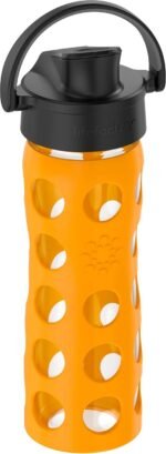 Lifefactory 16-Ounce Glass Water Bottle with Active Flip Cap and Protective Silicone Sleeve, Marigold - Image 3