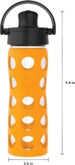 Lifefactory 16-Ounce Glass Water Bottle with Active Flip Cap and Protective Silicone Sleeve, Marigold - Image 5