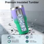 Volhoply 30oz Insulated Tumbler with Lid and Straw, Double Wall Inner & Outer 304 Stainless Steel Coffee Cup, Travel Mug Reusable Thermal Cup for Cold & Hot Drinks (Purple Green,1 Pack) - Image 4