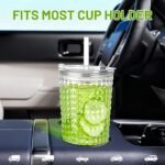 20oz Glass Cups with Lids and Straws,2 Pack Reusable Glass Tumbler for Cold & Hot Drinks Wide Mouth Travel Mug for Smoothies Cocktails Beer Tea Juice and Iced matcha Coffee Cups with Lids - Image 4