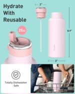 TOURIT 20oz Insulated Stainless Steel Water Bottle with Straw & Handle, Double Wall Vacuum Leakproof BPA-Free Thermos for Sports Travel, Blue - Image 7