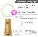 SmilingTown 12 Packs 20 LED Wine Bottle Lights with Cork - Silver Wire Fairy String Lights Battery Operated Cork Lights for Wine Liquor Bottle,Bedroom,Christmas,Birthday Party Decor(Blue) - Image 8