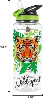Home Tune 32oz Water Drinking Bottle - Tritan BPA Free, Wide Mouth, Straw Flip Lid, Easy Open, Lightweight, Leak-Proof Water Bottle with Foil Print Design For Girls & Boys - Tiger - Image 5