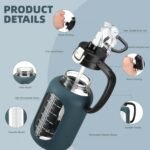 64oz Glass Water Bolttles Half Gallon Large Motivational Water Bottle with Time Marker Sports Water Bottles with Silicone Sleeve and Handle Lid Water Jug for Gym Workout-1 Pack - Image 6