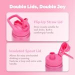 mininoo Insulated Stainless Steel Water Bottle with Straw and Lid for Sports, 24 oz, Sweet Peach - Image 3