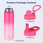 mininoo Insulated Stainless Steel Water Bottle with Straw and Lid for Sports, 24 oz, Sweet Peach - Image 5