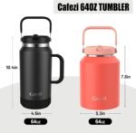 Half Gallon Insulated Water Bottle with Flip Straw, Vacuum Insulated Stainless Steel Jug with Top Handle, Leak-Proof Lid, Sweat-Free, Wide Mouth, Keeps Ice Cold up to 34 Hours - Image 10