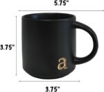COLLECTIVE HOME - Black Monogram Ceramic Mugs, 15 oz Golden Initial Coffee Cups, Elegant Alphabet Tea Mugs, Personalized Halloween Mug with Gift Box, Perfect for Office and Home Décor (a) - Image 3