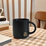 COLLECTIVE HOME - Black Monogram Ceramic Mugs, 15 oz Golden Initial Coffee Cups, Elegant Alphabet Tea Mugs, Personalized Halloween Mug with Gift Box, Perfect for Office and Home Décor (a) - Image 5