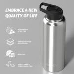40oz Insulated Water Bottle (Cold for 48 Hrs),BPA Free&Leak Proof,Stainless Steel Water Flask,Water Jug with Straw Spout Lids for Gym,Hiking,Travel,Stainless - Image 7