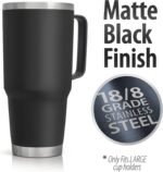 XPAC Double Vacuum Wall Stainless Steel Tumbler with Lid, 44 Ounce, Stainless Steel With Handle and Metal Straw, Black - Image 3