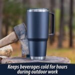 XPAC Double Vacuum Wall Stainless Steel Tumbler with Lid, 44 Ounce, Stainless Steel With Handle and Metal Straw, Black - Image 6