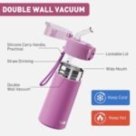 5oz Small Water Bottles with Straw, Mini Water Bottle with One-Hand Open Design, Leak-Proof Locking Lid for Hot&Cold Drinks, Small Travel Water Bottle - 100% Leakproof for School, Travel...(Lavender) - Image 4