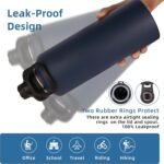 Volhoply 40 oz Insulated Water Bottles Paracord Handle, Stainless Steel Bottle with Spout Lid, Double Walled Vacuum Metal Travel Water Jug with Wide Mouth (Navy,1 Set) - Image 5