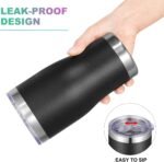 VEGOND 20oz Tumbler Stainless Steel Tumbler Cup with Lid And Straw Vacuum Insulated Double Wall Travel Coffee Mug(Black 1 Pack) - Image 6