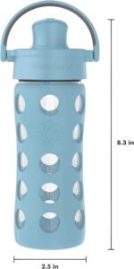 Lifefactory 12-Ounce Glass Water Bottle with Active Flip Cap and Protective Silicone Sleeve, Denim - Image 6