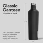 Corkcicle Classic Canteen Insulated Water Bottle - Stainless Steel Reusable Tumbler - Triple Insulated - Keeps Drinks Cold 25 Hours or Hot 12 Hours - Cupholder Friendly - Black - 25 oz - Image 3