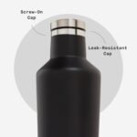Corkcicle Classic Canteen Insulated Water Bottle - Stainless Steel Reusable Tumbler - Triple Insulated - Keeps Drinks Cold 25 Hours or Hot 12 Hours - Cupholder Friendly - Black - 25 oz - Image 6