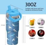 30oz Shark Tumbler with Handle and Flip Straw, Stainless Steel Insulated Cup, Travel Coffee Mug Water Bottle, Birthday Mothers Day Chritmas Gifts for Women Animal Lovers - Image 3