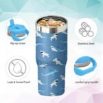 30oz Shark Tumbler with Handle and Flip Straw, Stainless Steel Insulated Cup, Travel Coffee Mug Water Bottle, Birthday Mothers Day Chritmas Gifts for Women Animal Lovers - Image 4