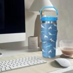 30oz Shark Tumbler with Handle and Flip Straw, Stainless Steel Insulated Cup, Travel Coffee Mug Water Bottle, Birthday Mothers Day Chritmas Gifts for Women Animal Lovers - Image 7