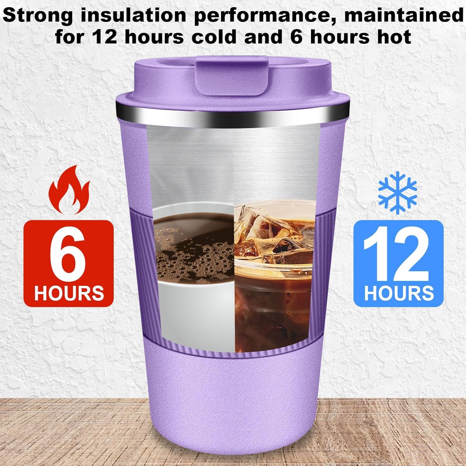 Insulated Travel Coffee Cup with Leak Proof Lid,To Go Camping Stainless Steel Vacuum Coffee Mug, Reusable Coffee Tumblers Hot & Cold Drinks Gifts Multiple Sizes and Colors - Image 5