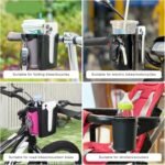 Bike Cup Holder, Bicycle Handlebar Water Bottle Holders with Cell Phone Keys Holder, Universal Drink Bottle Cage for Bike Motorcycle Scooter Stroller Walker Wheelchair (Black) - Image 6