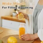 SIEROZUR Glass Juice Bottles 12oz- 4 Pack Wide Mouth Glass Bottles with Lids for Juicing Smoothies, Infused Water, Beverage Storage - BPA Free, Leakproof, Reusable, Borosilicate - Image 4