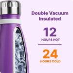 VINUR 9 oz Small Water Bottle for Kids-Stainless Steel Vacuum Insulated Water Bottle for School-Cola Shape Leak Proof Flask with Carry Rope, Purple - Image 3