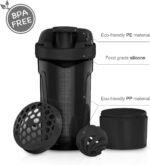Artoid Mode Fitness Workout Sports Protein Shaker Bottle 24-Ounce, Dual Mixing Technology with Shaker Balls & Mixing Grids Included, Twist and Lock Protein Box Storage Included - Image 4