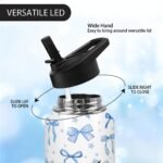 32oz Blue Bow Stainless Insulated Aater Water Bottle with Straw,Bow Gym Hiking Sports Coffee Mug Cup Water Bottles,Bow Gifts for Women,Bow Decor Stuff Accessories - Image 4
