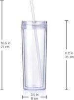 Cupture Skinny Acrylic Tumbler Cups with Straws - 18 oz, 8 Pack (Clear) - Image 7