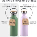 Bambaw Stainless Steel Water Bottle 16 oz, Navy Blue Sports Bottle, Non-Insulated Single Wall, Children's Small Metal Water Bottle, 500 ml, Reusable – Aegean Blue - Image 5