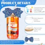 Hushee 6 Set Class of 2026 Senior Night Gifts 16 oz Glass Water Bottle with Lids Straws Glitter Bow Straw Topper Senior 2026 Tumbler Graduation Gift for Her Women Team Coach Player(Blue) - Image 4