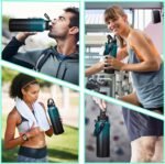Vacuum Insulated Water Bottle 40oz - with Straw & Spout Lids, Paracord Handle, Shoulder Carrier Bag, Sport Stainless Steel,Double-Wall Metal Water Bottle Thermo Hydro Mug Flask - Image 7