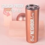 Onebttl Neighbor Gifts, Best Neighbor Ever, 20oz Stainless Steel Travel Tumbler Mug with Lid and Straw, Farewell Gift for Neighbors Moving Away, Housewarming - Rose Gold - Image 3