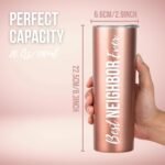 Onebttl Neighbor Gifts, Best Neighbor Ever, 20oz Stainless Steel Travel Tumbler Mug with Lid and Straw, Farewell Gift for Neighbors Moving Away, Housewarming - Rose Gold - Image 4