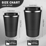 Insulated Coffee Tumblers with Flip Lid 12oz / 17oz, Stainless Steel Travel Coffee Mug Leak Proof, Vacuum Insulated Coffee Mug Reusable Cup, Keeps Cold and Hot for Coffee Tea - Image 3